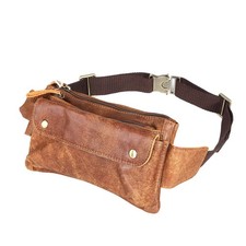 Unisex Brown Genuine Leather Waist Bag Messenger Fanny Pack Bum Travel Sport