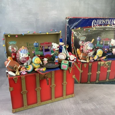 Coffre à jouets noël boite à musique animée Treasury Favorites LUSTRE FAME 1995 - Photo 1/4