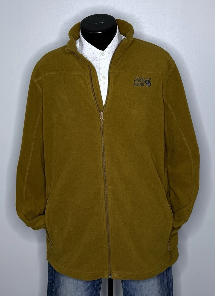 Jaqueta Masculina MOUNTAIN HARDWEAR Castanha Marrom Claro Lã Zíper Completo Casaco Macio Extra Grande - Imagem 2 de 4