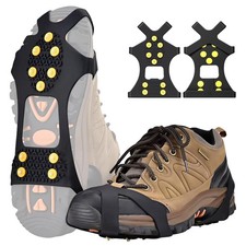 Ice Cleats Crampons for Shoes and Boots 1 Pair, Snow Grips with 10 Steel Stud...