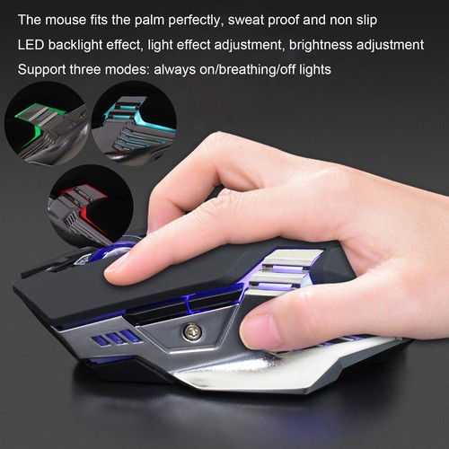 RGB Keyboard Mouse Combo LED Backlit Rechargeable 2000mAh Battery 7D 3200DPI - Picture 14 of 24