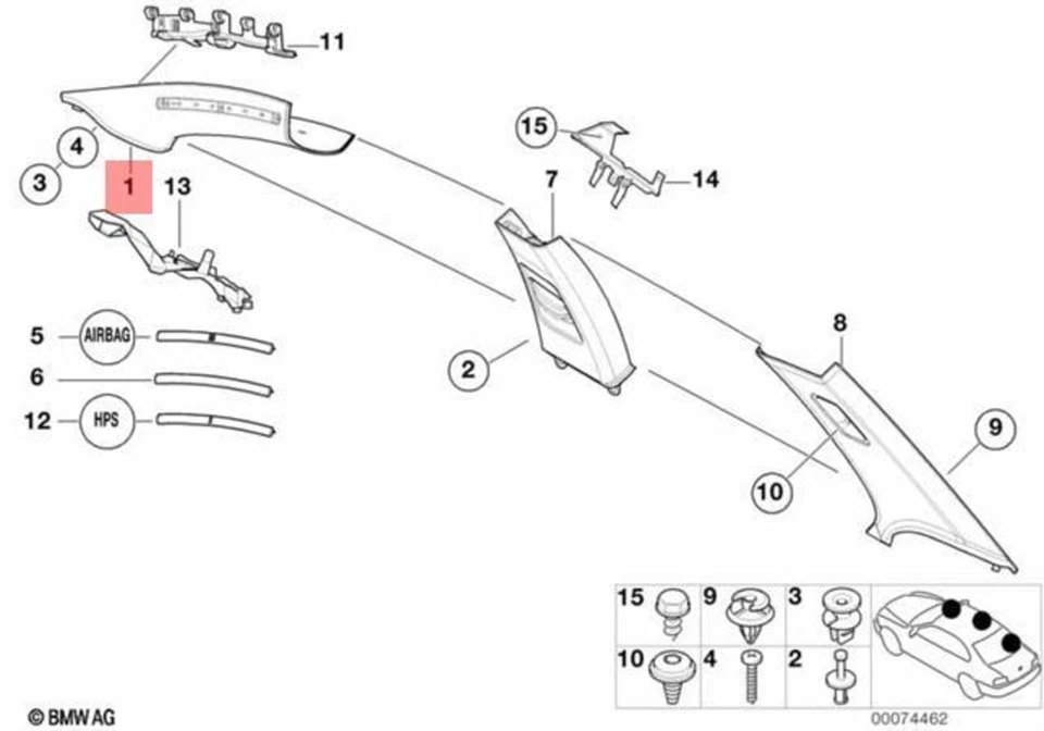 Juego de panel de ajuste genuino BMW Serie 3 Coupé E46 un pilar negro izquierdo y derecho Foto 2 de 2