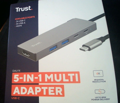 Trust Dalyx 5-in-1 Multi Adapter. 2x USB-C, 2x USB-A, HDMI. 4K Auflösung. Neu