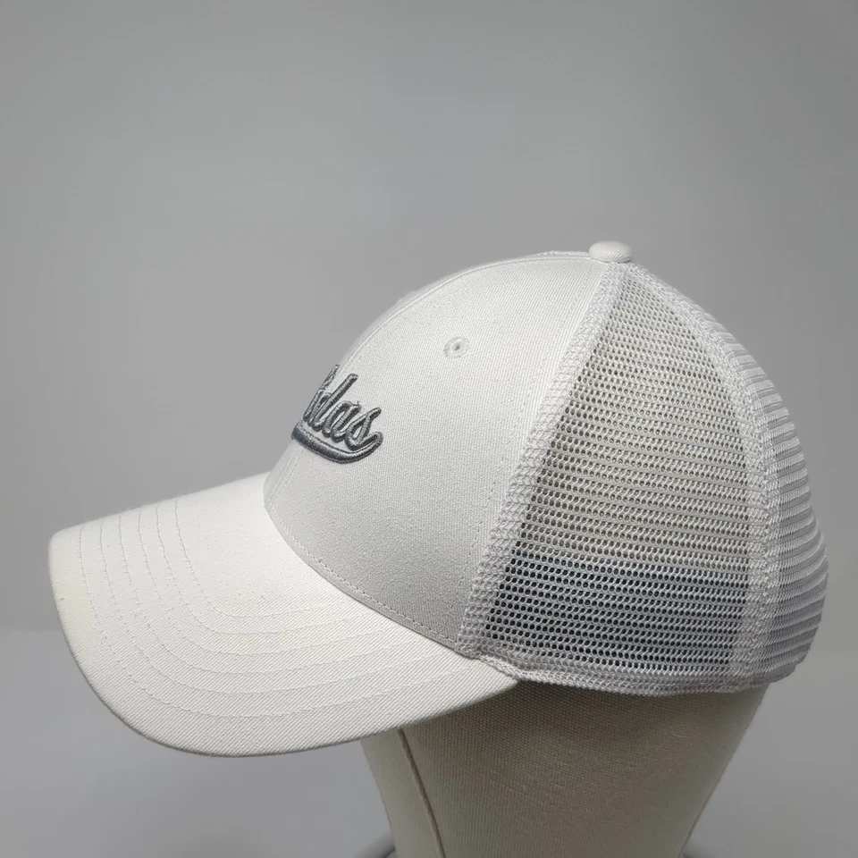 Adidas Snapback Trucker Hat White One Size Adjustable Embroidered Mesh Back - Image 3 of 4