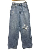 Lovers And Friends Lennon Jeans Womens 26 Blue High Rise Wide Leg Distressed