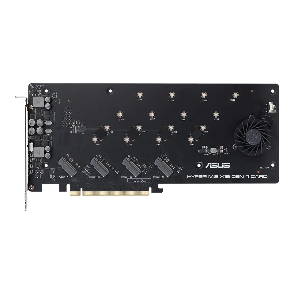 Asus Hyper M.2 X16 Gen 4 Card PCIe 4.0 Supports 4 NVMe SSDs Up to 256Gbps - Image 2 of 4