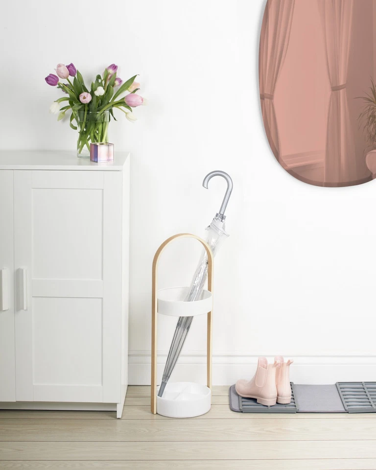 Soporte para paraguas Umbra 320240 Bellwood 9-5/8"W acero y madera - blanco Foto 3 de 4