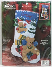 Vintage Bucilla 84953 "Fun in the Snow" Felt Stocking Kit 18"