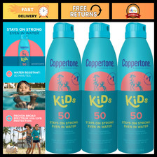 Kids Sunscreen Spray SPF 50, 3-Pack, Water Resistant, UVA/UVB Protection, Dye Fr