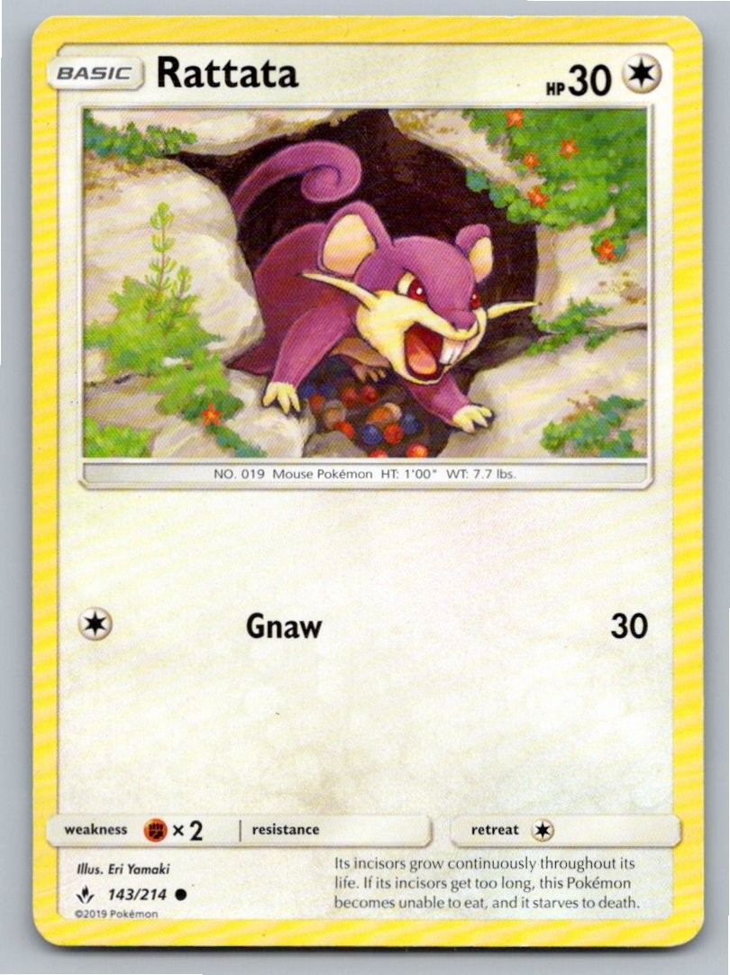 2019 POKEMON RATTATA UNBROKEN BONDS 143/214 C LP A85764 FREE S&H