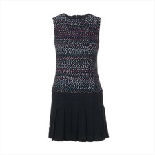 Chanel Coco Button P55 Cotton Sleeveless Dress 46 Ladies' Black  P55918V42196