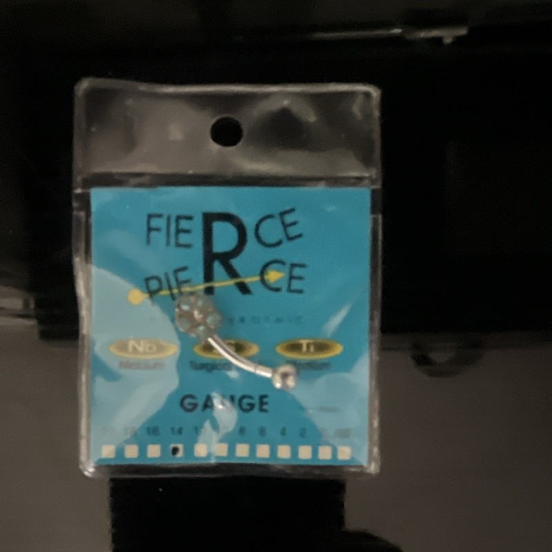 Fierce Pierce 18g Stainless Steel Nose Ring Aqua CZ Ball Closure 7/16in