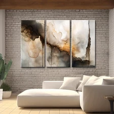 Large Abstract Canvas Painting, Fluid Canvas wall art, Framed, Signed