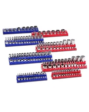 Uimoso Magnetic Socket Organizer Set 8PCS Socket Trays Blue & Red for Metric SAE