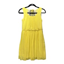 Papaya Yellow Sleeveless Lace Back Cutout Mini Dress 20369D Small NWT