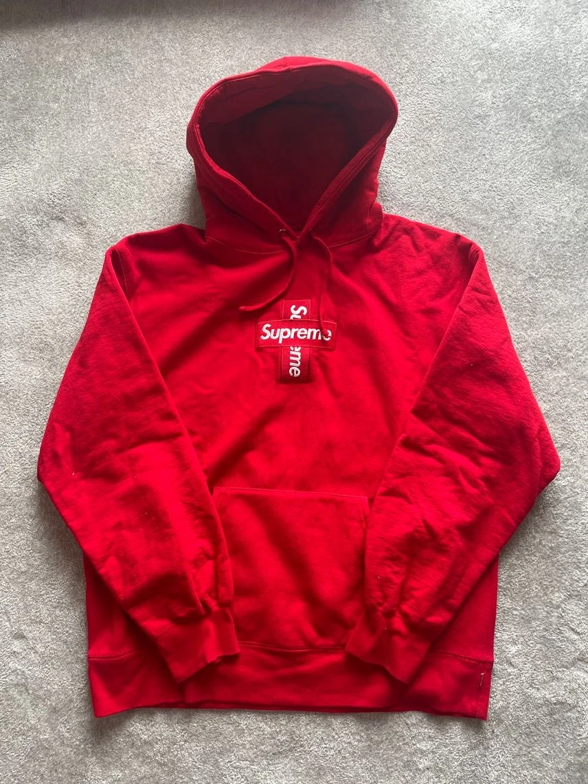 Sweat à capuche rouge logo Supreme Cross Box