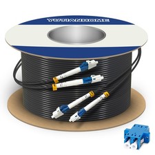 500ft LC to LC Armored OS2 Fiber Optic Cable 9/125 Duplex LSZH Black yutian home