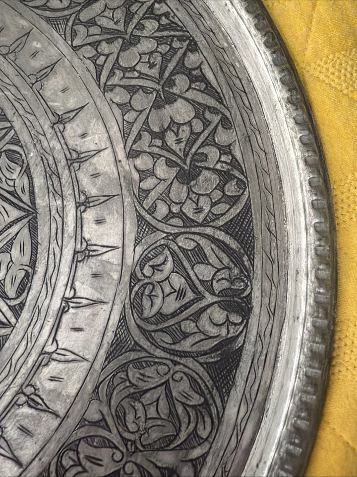 Bandeja de pared decorativa antigua persa de cobre Foto 3 de 4