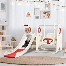 Kids Slide and Swing Set, 4 in 1 Toddler Slide Climber Indoor Outdoor Playground