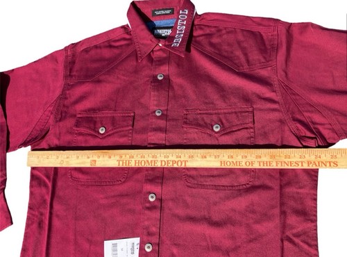 Neu mit Etikett Resistol Ranch Gear Hemd burgunderrot Western Cowboy bestickt Medium - Bild 5 von 8