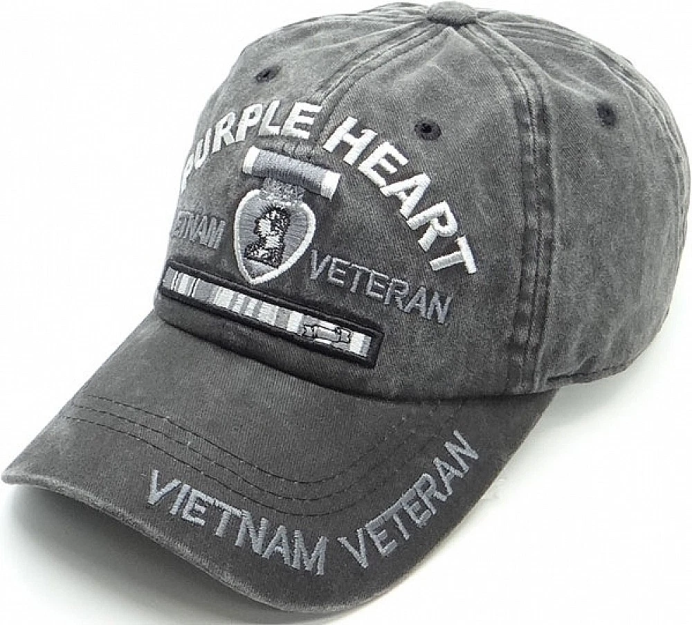 Purple Heart Vietnam Veteran Pigment Washed Cotton Mens Cap [Baseball Cap - B...