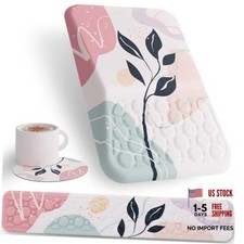 Mouse Pad with Wrist Rest and Keyboard Wrist Rest, 3 in 1 set Pink Plant