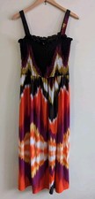 Tiana B Sleeveless Smocked Maxi Dress Sz M/L Ikat Resort Boho Coastal