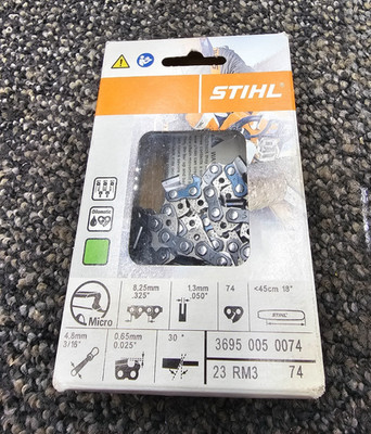 STIHL 3695 005 0074: 23 RM3 74 Micro  18'' Chainsaw Chain .050'' Gauge .325'' Pitch