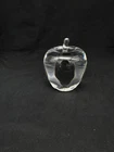 Vintage Steuben crystal clear glass apple paperweight, 3 3/4" tall