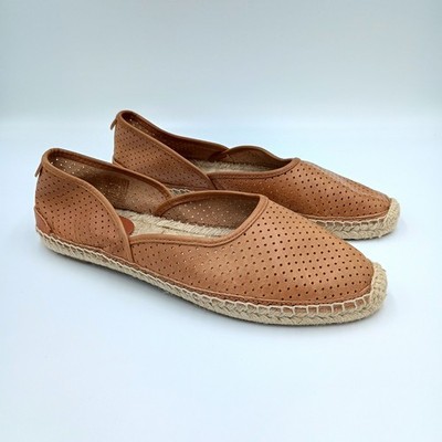 Rag & Bone Women's Georgie Perforated Espadrille Flats Brown Summer Wear Leather