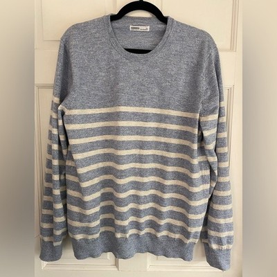 Sonoma Blue and White Striped Cotton Sweater Extra Large/XL F