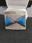 Vintage Clip On Earrings -Mona So -Large Blue Stone Clip on Earrings