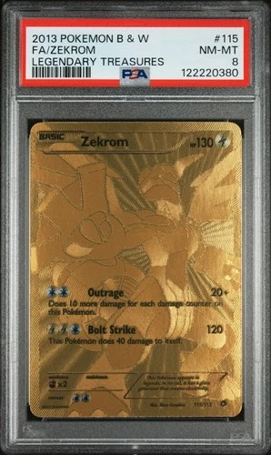 2013 POKEMON BLACK & WHITE LEGENDARY TREASURES #115 FULL ART/ZEKROM PSA 8