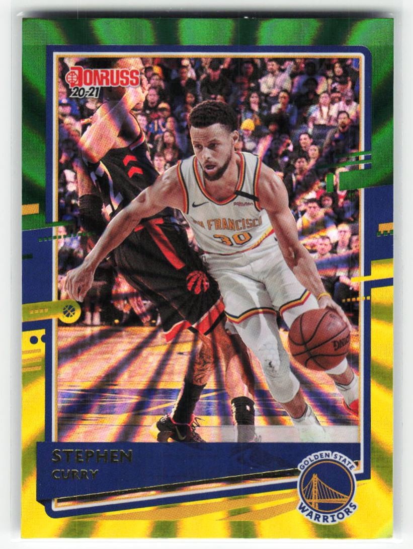 2020-21 Panini Donruss Green & Yellow Holo Laser Stephen Curry #41 Golden State