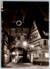 Markusturm Rothenburg ob der Tauber Night Scene Black & White RPPC
