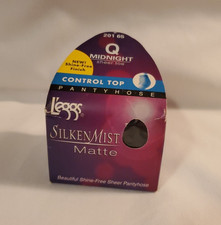 Leggs Silken Mist Pantyhose Matte Midnight Q Control Top Sheer Toe No Shine