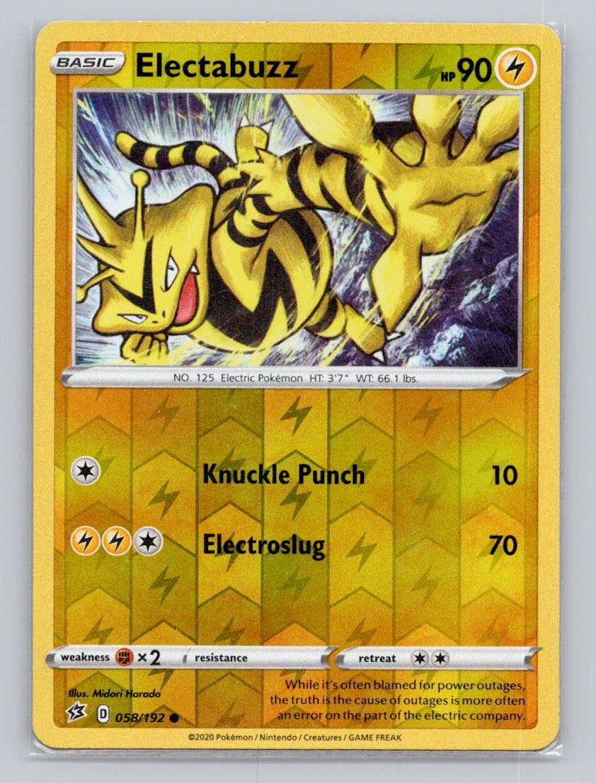 Electabuzz 058/192 Common Rebel Clash Pokemon Reverse Holo Near Mint