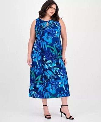 Connected Plus Size Printed Sleeveless Midi DressSz18W $89 (A18)
