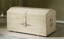 CASSAPANCA BAULE AVORIO PATINATO  DECORATA  DIPINTA A MANO IN LEGNO 