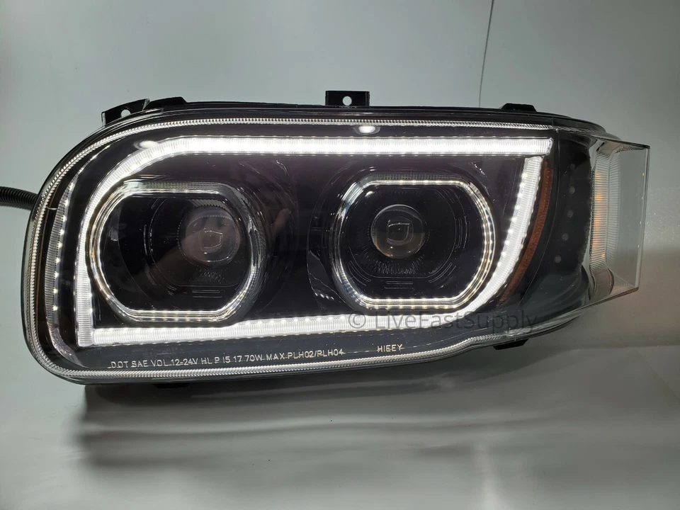 Par de faros LED con doble función LED Halo DLR para Peterbilt 388/389/567 Foto 3 de 4