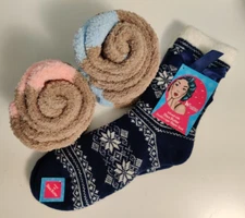 KISSABLES By Minx Shea butter infused Slipper Socks + 2 Pr Soft & Fuzzy NEW!