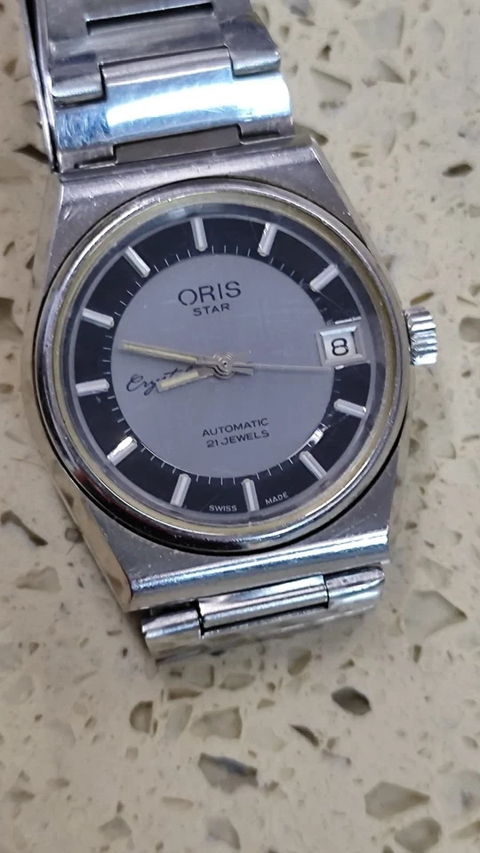 Reloj suizo vintage Oris Star automático 21 J para hombre 6900 funciona plateado todo original Foto 3 de 4