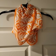Vintage Signed Vera Neumann Scarf Square Orange White  Light Brown