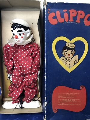 15  Vintage Effanbee  Clippo The Clown  Mannequin Puppet 1930? Doll With Box #O