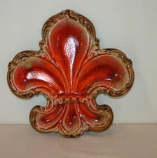 Lane Ceramics USA 1950's Fleur de Lis Orange Ash Tray B-110