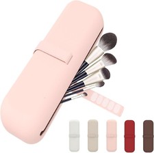Travel Makeup Brush Holder-makeup bag with Binding Strap, Make Up Organizer-Pink