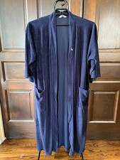 Christian Dior Monsieur Men's Robe Vintage One Size Navy Velour Pockets No Belt