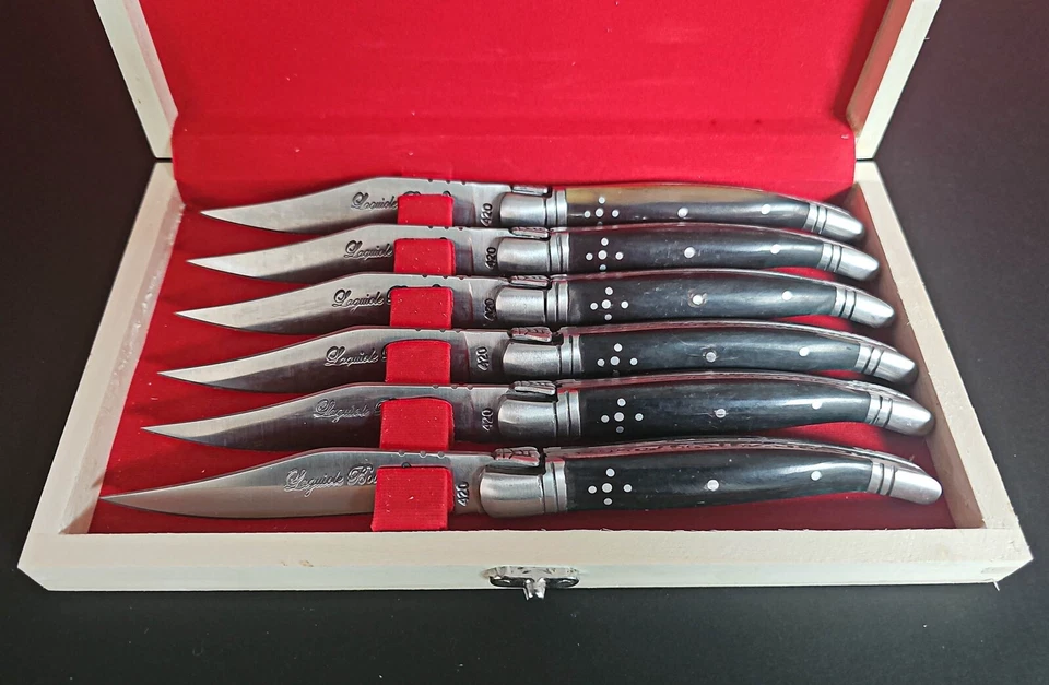 Juego de 6 cuchillos para carne con mango Laguiole francés Foto 2 de 4