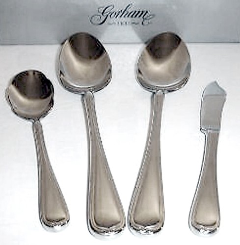 Gorham Cortile 4 Piece Serving Hostess Set 18/10 Stainless Flatware New - Picture 2 of 2