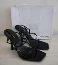 Nine West WNAVES3 Women's Sz 10 M Black Aves Strappy Dress Sandals $90 SIB